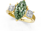 Yellow gold Three-Stone Fancy Green Marquise  Cut Solitaire Ring with Prong Setting_4
