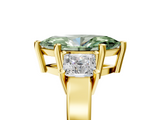 Yellow gold Three-Stone Fancy Green Marquise  Cut Solitaire Ring with Prong Setting_8