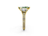 Yellow gold Three-Stone Fancy Green Marquise  Diamond Milgrain Pave Band with Prong Setting 3