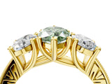 Yellow gold Three-Stone Fancy Green Marquise  Diamond Milgrain Pave Band with Prong Setting 5