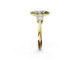 Yellow gold Three-Stone Fancy Green Marquise  Diamond Ring with Pear Side Stones in Four-Prong Setting_73