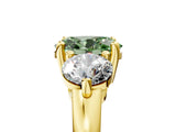 Yellow gold Three-Stone Fancy Green Oval  Brilliant Cut Solitaire Ring with Prong Setting on a Classic Band 1