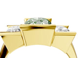 Yellow gold Three Stone Fancy Green Oval Cut Cut Channel Set Diamond Ring_4