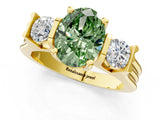 Yellow gold Three-Stone Fancy Green Oval Cut Cut Classic Band Prong Setting Ring_1