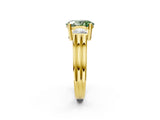 Yellow gold Three-Stone Fancy Green Oval Cut Cut Classic Band Prong Setting Ring_2