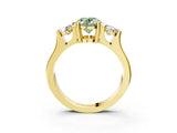 Yellow gold Three-Stone Fancy Green Oval Cut Cut Classic Band Prong Setting Ring_3
