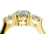 Yellow gold Three-Stone Fancy Green Oval Cut Cut Classic Band Prong Setting Ring_4