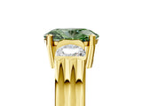Yellow gold Three-Stone Fancy Green Oval Cut Cut Classic Band Prong Setting Ring_5