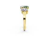 Yellow gold Three-Stone Fancy Green Oval Cut Cut Diamond Engagement Ring with Flat Band and Four-Prong Setting_14