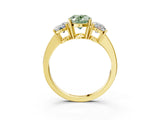 Yellow gold Three-Stone Fancy Green Oval Cut Cut Diamond Engagement Ring with Flat Band and Four-Prong Setting_15