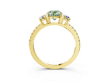Yellow gold Three-Stone Fancy Green Oval Cut Cut Diamond Pavé Band with Prong Setting_18