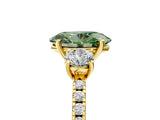 Yellow gold Three-Stone Fancy Green Oval Cut Cut Diamond Pavé Band with Prong Setting_20