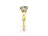 Yellow gold Three-Stone Fancy Green Oval Cut Cut Diamond Ring with Channel Set Band and Four-Prong Setting_2