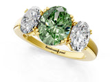 Yellow gold Three-Stone Fancy Green Oval Cut Cut Diamond Ring with Channel Set Band and Four-Prong Setting_25