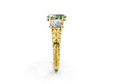 Yellow gold Three-Stone Fancy Green Oval Cut Cut Diamond Ring with Channel-Set Band and Prong Setting_2