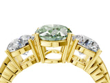 Yellow gold Three-Stone Fancy Green Oval Cut Cut Diamond Ring with Channel-Set Band and Prong Setting_4