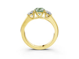 Yellow gold Three-Stone Fancy Green Oval Cut Cut Diamond Ring with Prong Setting and Classic Band_3