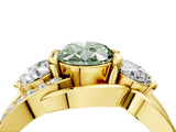 Yellow gold Three-Stone Fancy Green Oval Cut Cut Diamond Split Shank Prong Set Ring_4