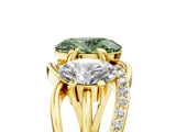 Yellow gold Three-Stone Fancy Green Oval Cut Cut Diamond Split Shank Prong Set Ring_5