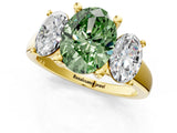 Yellow gold Three-Stone Fancy Green Oval Cut Cut Solitaire Ring with Classic Prong Setting_1