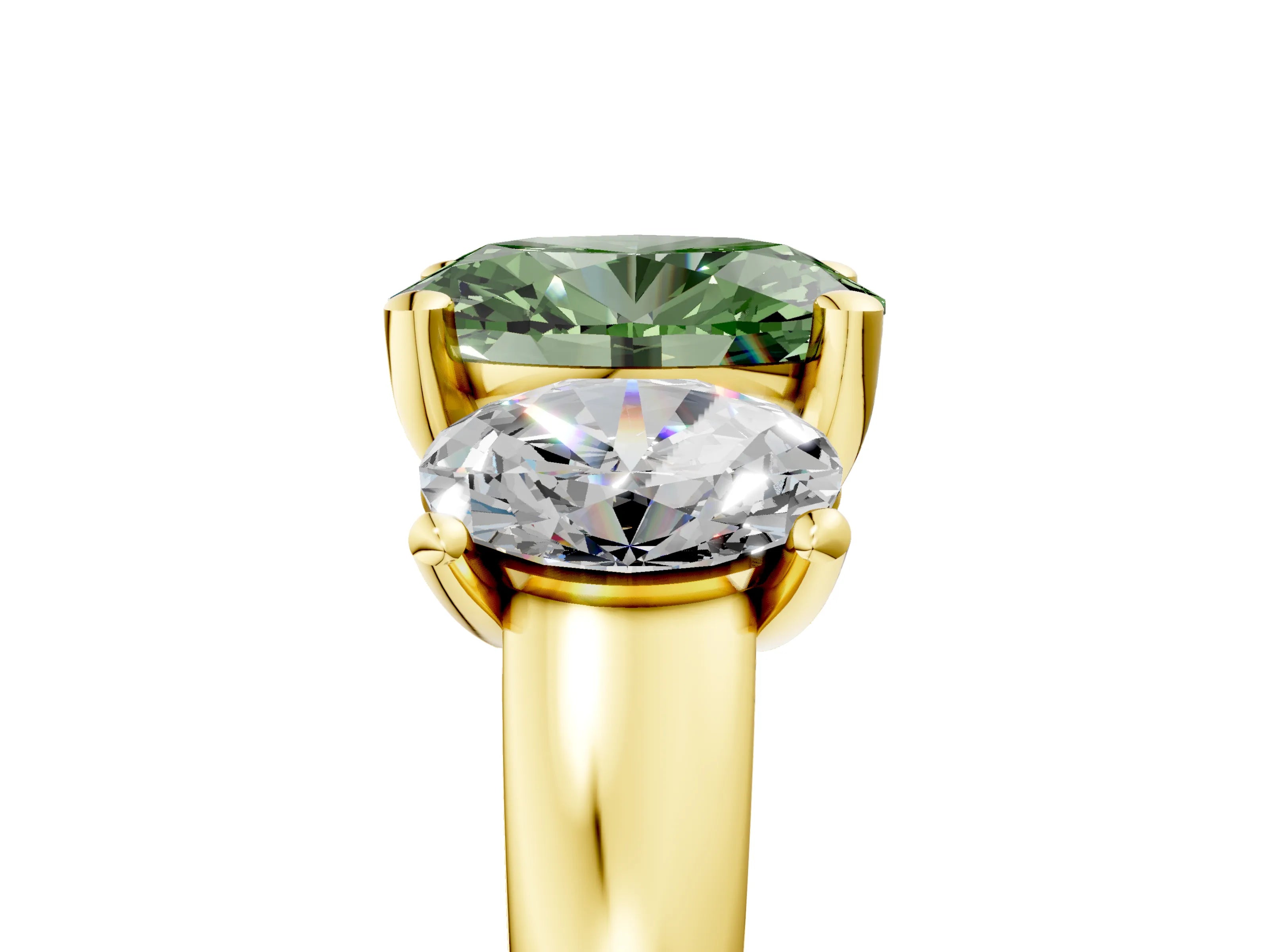 Yellow gold Three-Stone Fancy Green Oval Cut Cut Solitaire Ring with Classic Prong Setting_5