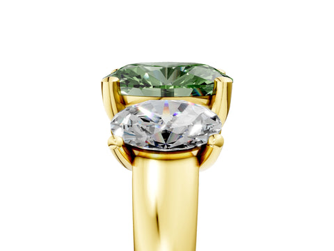 Yellow gold Three-Stone Fancy Green Oval Cut Cut Solitaire Ring with Classic Prong Setting_5