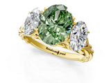 Yellow gold Three-Stone Fancy Green Oval Cut Diamond Braided Band Ring with Four-Prong Setting_41