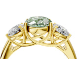 Yellow gold Three-Stone Fancy Green Oval Cut Diamond Engagement Ring with Prong Setting_7