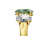 Yellow gold Three-Stone Fancy Green Oval Cut Diamond Engagement Ring with Prong Setting_8