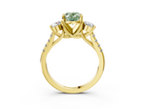 Yellow gold Three-Stone Fancy Green Oval  Cut Diamond Pavé Band with Four-Prong Setting_31
