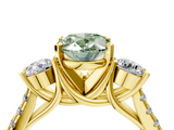 Yellow gold Three-Stone Fancy Green Oval  Cut Diamond Pavé Band with Four-Prong Setting_32