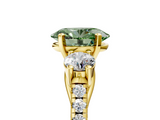 Yellow gold Three-Stone Fancy Green Oval  Cut Diamond Pavé Band with Four-Prong Setting_33