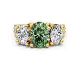 Yellow gold Three-Stone Fancy Green Oval  Cut Diamond Ring with Channel-Set Band and Four-Prong Setting_48