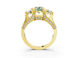 Yellow gold Three-Stone Fancy Green Oval  Cut Diamond Ring with Channel-Set Band and Four-Prong Setting_51