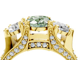 Yellow gold Three-Stone Fancy Green Oval  Cut Diamond Ring with Channel-Set Band and Four-Prong Setting_52
