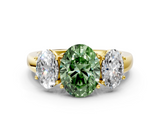 Yellow gold Three-Stone Fancy Green Oval  Cut Diamond Ring with Channel-Set Band and Four-Prong Setting_61