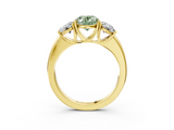 Yellow gold Three-Stone Fancy Green Oval  Cut Diamond Ring with Channel-Set Band and Four-Prong Setting_64