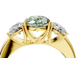 Yellow gold Three-Stone Fancy Green Oval  Cut Diamond Ring with Channel-Set Band and Four-Prong Setting_65