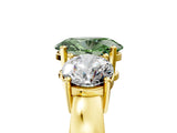 Yellow gold Three-Stone Fancy Green Oval Cut Diamond Ring with Round Side Stones, Classic Band, and Four-Prong Setting_5