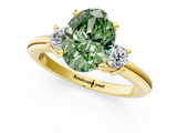 Yellow gold Three-Stone Fancy Green Oval  Cut Diamond Solitaire with Prong Setting and Classic Band_47