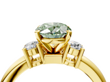 Yellow gold Three-Stone Fancy Green Oval  Cut Diamond Solitaire with Prong Setting and Classic Band_50