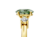 Yellow gold Three-Stone Fancy Green Oval  Cut Diamond Solitaire with Prong Setting and Classic Band_51