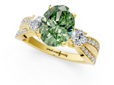 Yellow gold Three-Stone Fancy Green Oval  Cut Diamond Twist Band with Prong Setting_53