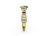 Yellow gold Three-Stone Fancy Green Oval  Cut Diamond Twist Band with Prong Setting_54