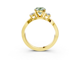 Yellow gold Three-Stone Fancy Green Oval  Cut Diamond Twist Band with Prong Setting_55