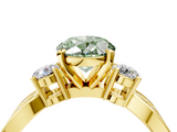 Yellow gold Three-Stone Fancy Green Oval  Cut Diamond Twist Band with Prong Setting_56