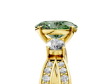 Yellow gold Three-Stone Fancy Green Oval  Cut Diamond Twist Band with Prong Setting_57
