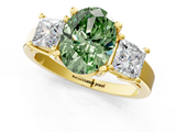 Yellow gold Three-Stone Fancy Green Oval  Cut Solitaire Ring with Prong Setting_4