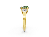 Yellow gold Three-Stone Fancy Green Oval  Cut Solitaire Ring with Prong Setting_5