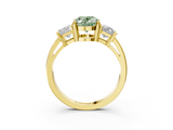 Yellow gold Three-Stone Fancy Green Oval  Cut Solitaire Ring with Prong Setting_6
